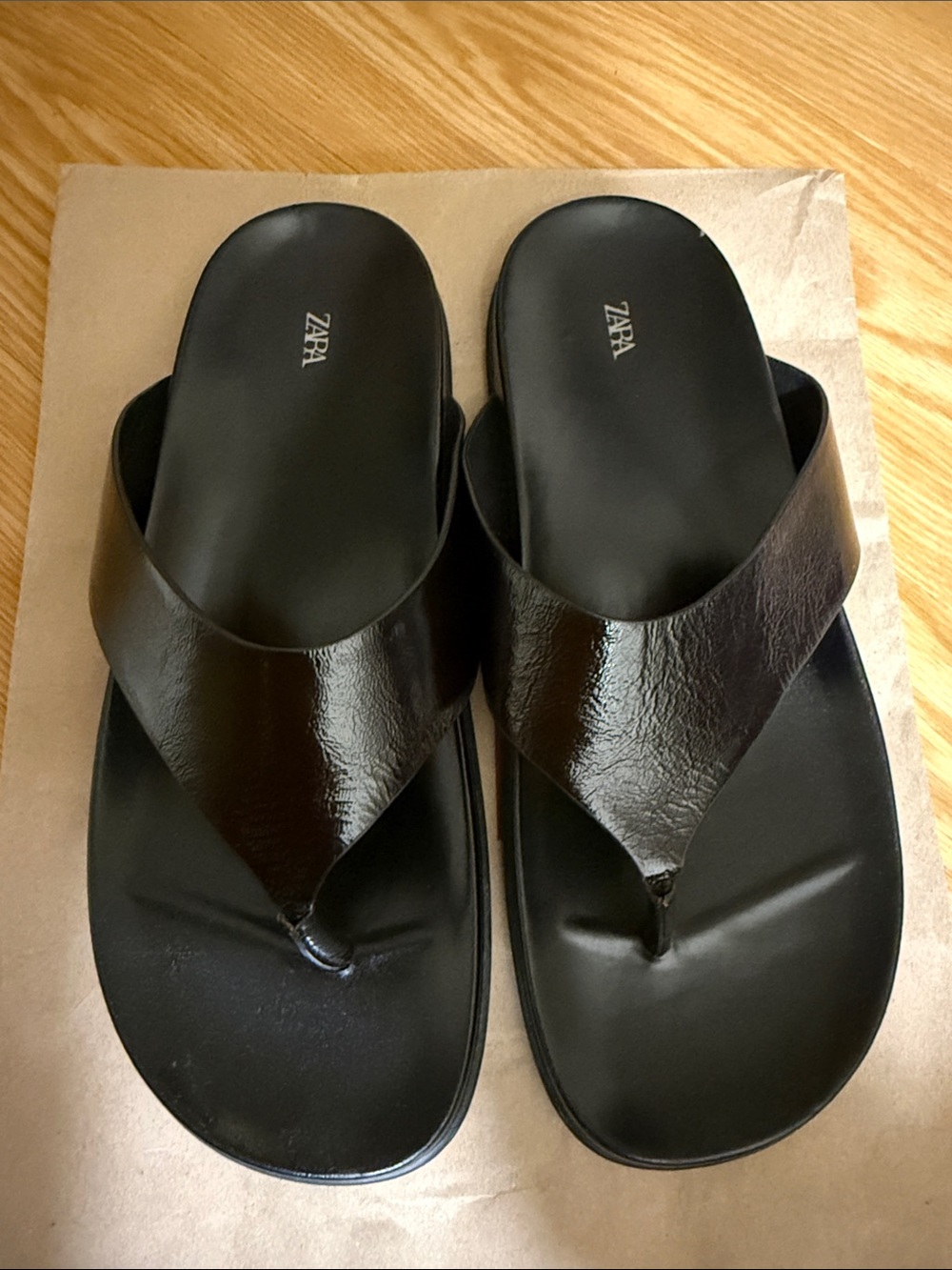 Zara Women Genunie Leather V-strap Flip Flops